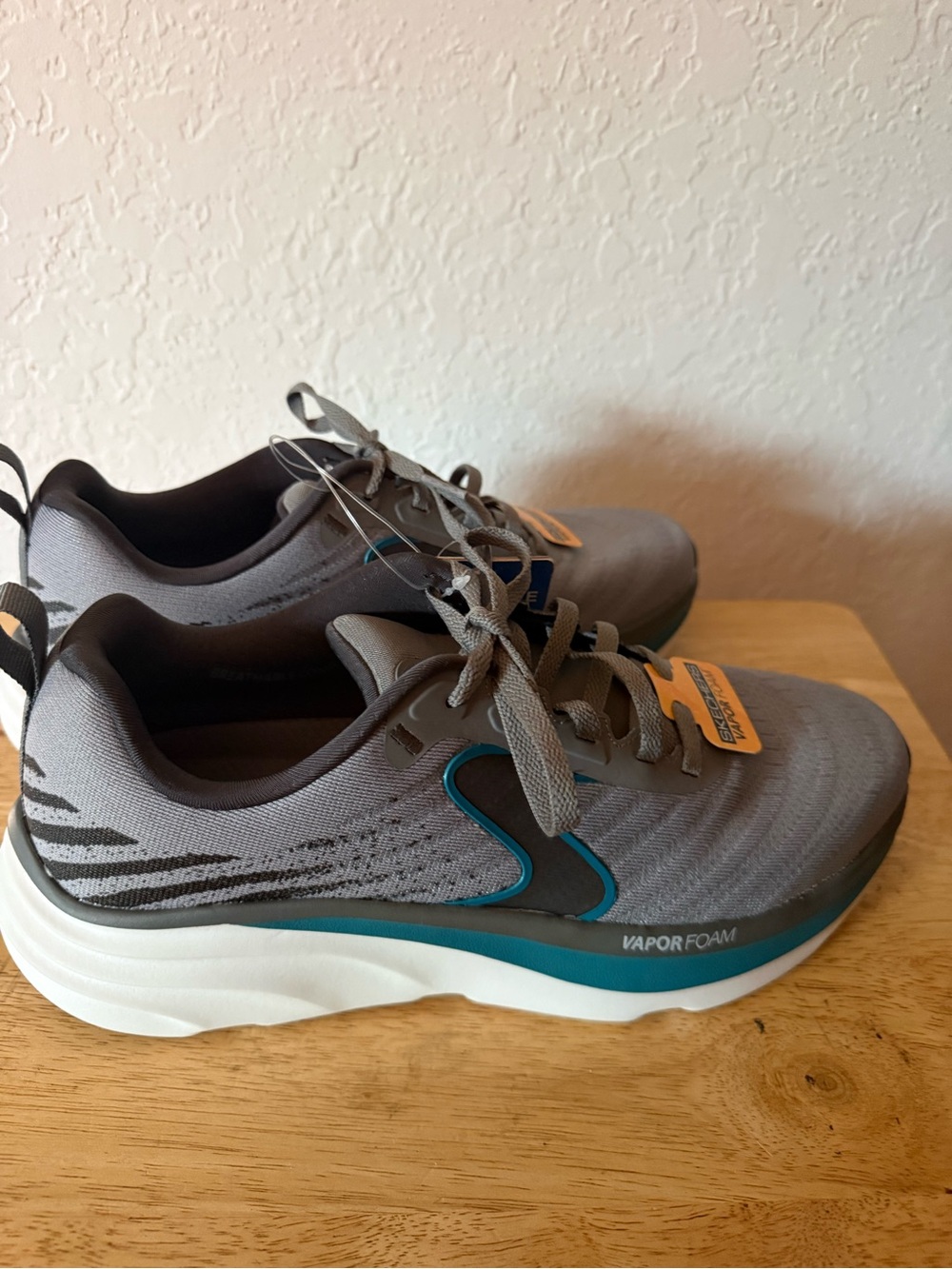 Skechers Gray and Teal Vapor Foam Running Shoes